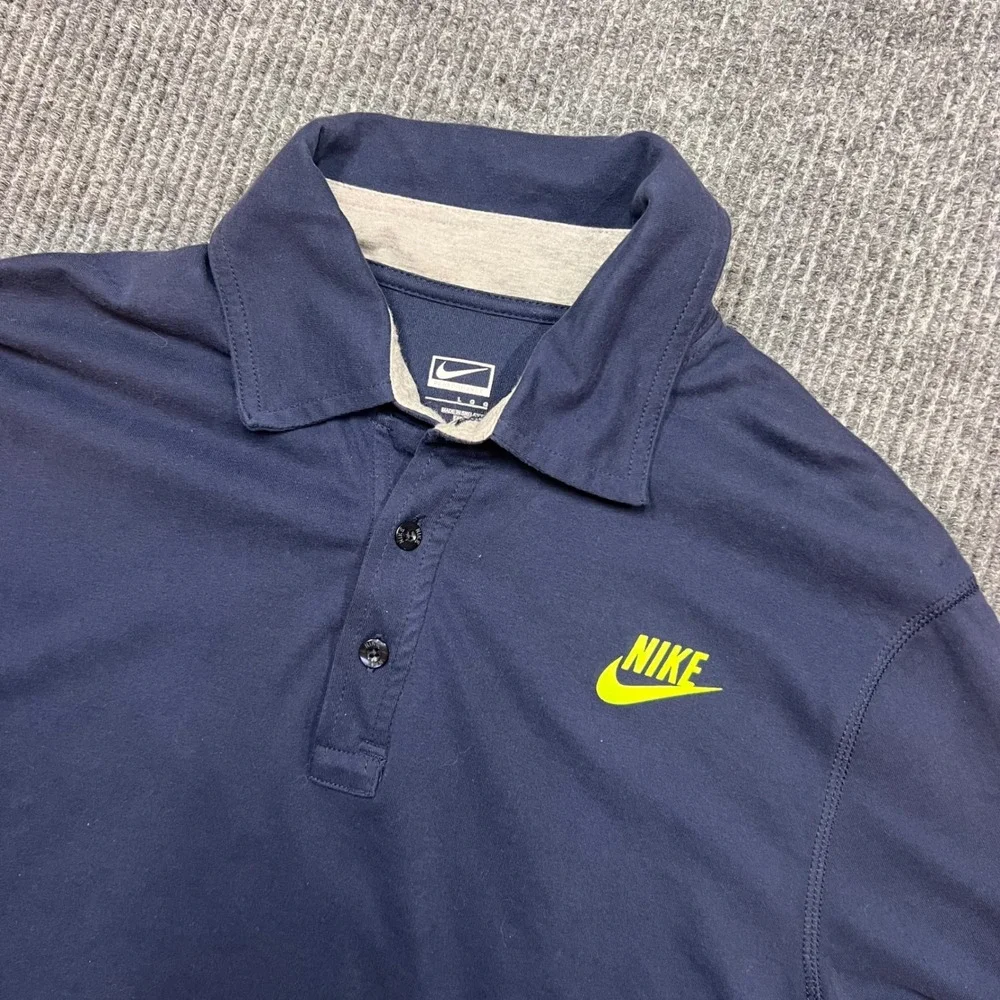Nike Performance Mens Polo Shirt Large Blue Golf Tennis Short Sleeve 323930